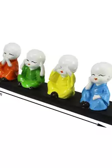 Set of 4 Multi color Monks Polyresin Tealight Holder