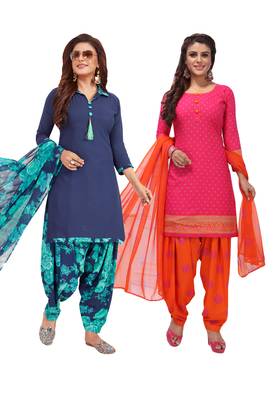 Multicolor Printed Synthetic Unstitched Salwar Set 2 With Dupatta 1
