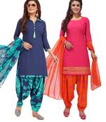 Multicolor Printed Synthetic Unstitched Salwar Set 2 With Dupatta