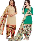Multicolor Printed Synthetic Unstitched Salwar Set 2 With Dupatta