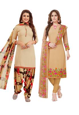 Multicolor Printed Synthetic Unstitched Salwar Set 2 With Dupatta 1