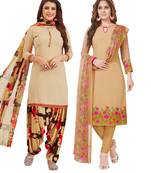 Multicolor Printed Synthetic Unstitched Salwar Set 2 With Dupatta