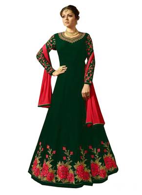 Green Embroidered Faux Georgette Salwar 1