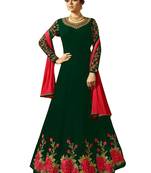 Green Embroidered Faux Georgette Salwar