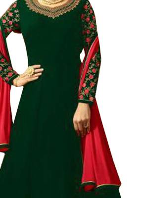 Green Embroidered Faux Georgette Salwar 2