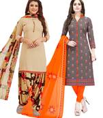 Multicolor Printed Synthetic Unstitched Salwar Set 2 With Dupatta