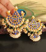 Beautiful Blue Green Moon Designer Jhumka 