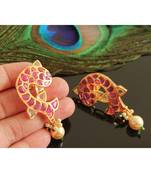 Gorgeous Gold Tone Real Uncut Polki Fish Earrings 