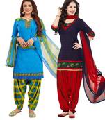 Multicolor Printed Synthetic Unstitched Salwar Set 2 With Dupatta