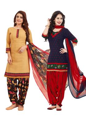 Multicolor Printed Synthetic Unstitched Salwar Set 2 With Dupatta 1