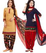 Multicolor Printed Synthetic Unstitched Salwar Set 2 With Dupatta