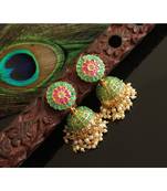 Gorgeous Gold Tone Real Uncut Polki Peacock Jhumka 