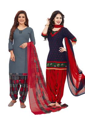 Multicolor Printed Synthetic Unstitched Salwar Set 2 With Dupatta 1