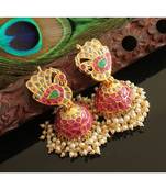 Gorgeous Gold Tone Real Uncut Polki Peacock Jhumka