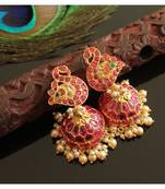 Gorgeous Gold Tone Real Uncut Polki Peacock Jhumka