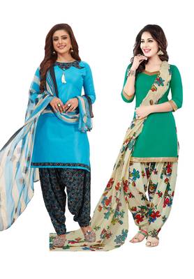 Multicolor Printed Synthetic Unstitched Salwar Set 2 With Dupatta 1