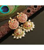 Gorgeous Gold Tone Real Uncut Polki Moon Jhumka 