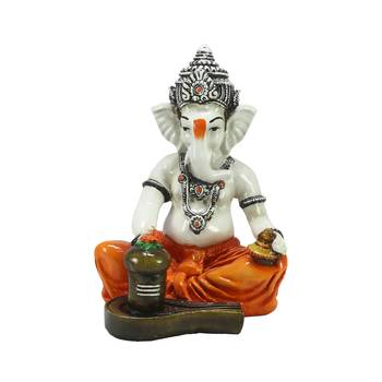 E Craft India Ganesha Statue Decorative Figurine Orange 7.9 Inch 2