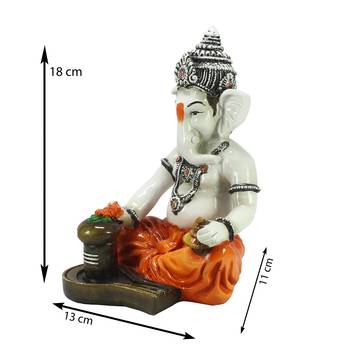 E Craft India Ganesha Statue Decorative Figurine Orange 7.9 Inch 3