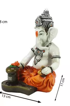 E Craft India Ganesha Statue Decorative Figurine Orange 7.9 Inch