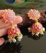 Gorgeous Gold Tone Real Uncut Polki Flower Jhumka 