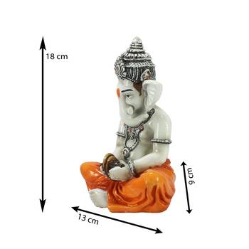 Lord Ganesha playing Manjeera Decorative Showpiece 3