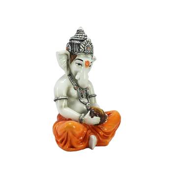 Lord Ganesha playing Manjeera Decorative Showpiece 4