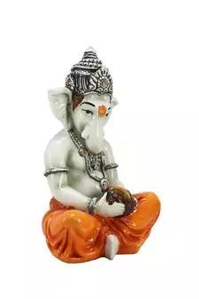 Lord Ganesha playing Manjeera Decorative Showpiece