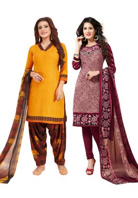 Multicolor Printed Synthetic Unstitched Salwar Set 2 With Dupatta 1