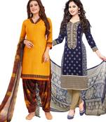 Multicolor Printed Synthetic Unstitched Salwar Set 2 With Dupatta