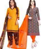 Multicolor Printed Synthetic Unstitched Salwar Set 2 With Dupatta