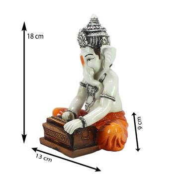 Lord Ganesha playing Harmonium Decorative Showpiece 3