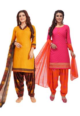 Multicolor Printed Synthetic Unstitched Salwar Set 2 With Dupatta 1