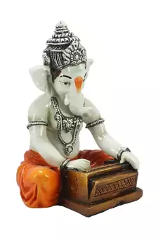 Lord Ganesha playing Harmonium Decorative Showpiece