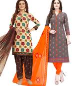 Multicolor Printed Synthetic Unstitched Salwar Set 2 With Dupatta