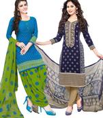 Multicolor Printed Synthetic Unstitched Salwar Set 2 With Dupatta