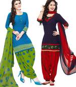 Multicolor Printed Synthetic Unstitched Salwar Set 2 With Dupatta
