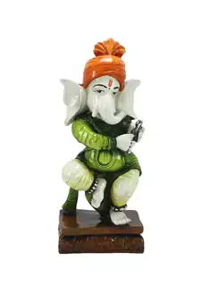 Lord Ganesha playing instrument Decorative Showpiece