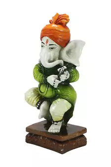 Lord Ganesha playing instrument Decorative Showpiece