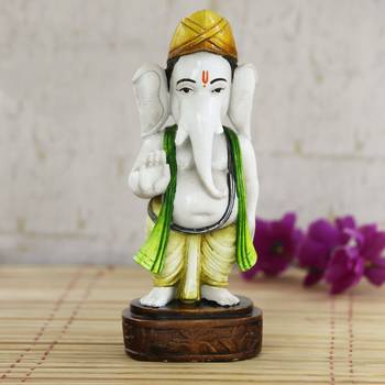 e craft india lord ganesha decorative statue artistic finish yellow, 8 inch 1