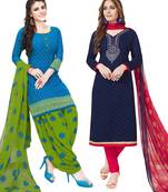 Multicolor Printed Synthetic Unstitched Salwar Set 2 With Dupatta