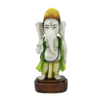 e craft india lord ganesha decorative statue artistic finish yellow, 8 inch 2