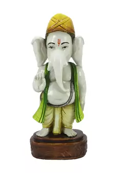 e craft india lord ganesha decorative statue artistic finish yellow, 8 inch