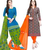 Multicolor Printed Synthetic Unstitched Salwar Set 2 With Dupatta