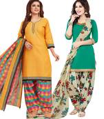 Multicolor Printed Synthetic Unstitched Salwar Set 2 With Dupatta