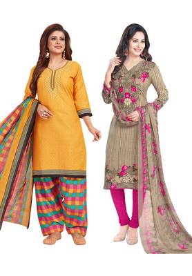 Multicolor Printed Synthetic Unstitched Salwar Set 2 With Dupatta 1