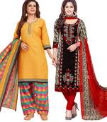 Multicolor Printed Synthetic Unstitched Salwar Set 2 With Dupatta