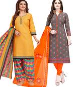 Multicolor Printed Synthetic Unstitched Salwar Set 2 With Dupatta