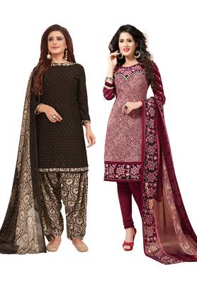 Multicolor Printed Synthetic Unstitched Salwar Set 2 With Dupatta 1