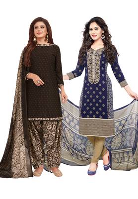 Multicolor Printed Synthetic Unstitched Salwar Set 2 With Dupatta 1